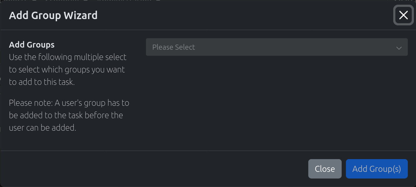 Screenshot of the "Add Group Wizard"